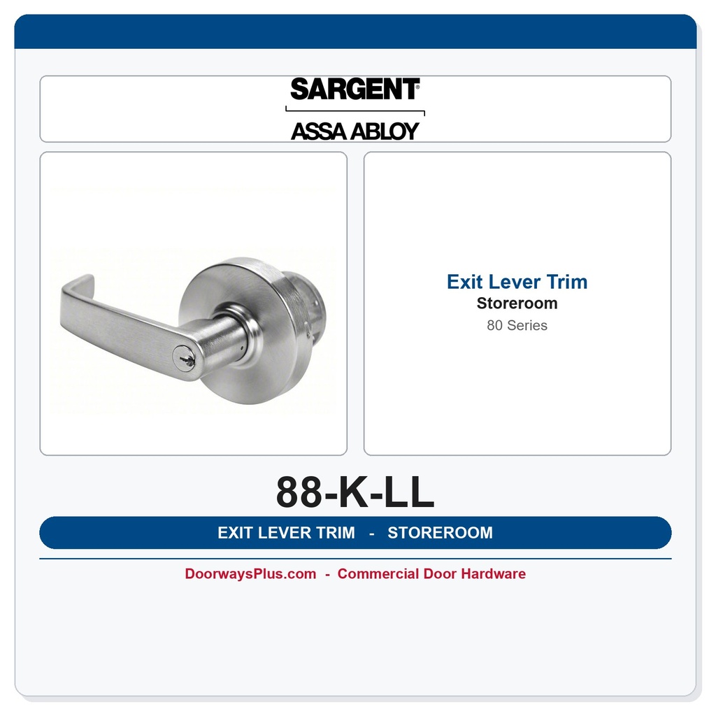 Sargent 88-K-LL Outside Lever Trim – 80 Series Storeroom Function