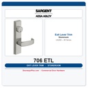 Sargent 706 ETL Outside Exit Lever Trim | 80 Series US26D Satin Chrome Storeroom