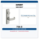 Sargent 706-8 ETL Outside Exit Lever Trim – Storeroom ANSI 09, Satin Chrome BHMA 626