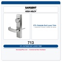 Sargent 713 ETL Outside Exit Lever Trim – Classroom Function, US26D, 80 Series