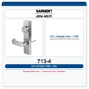 Sargent 713-4 ETL Outside Trim – CVR Classroom ANSI 08 US26D 80 Series