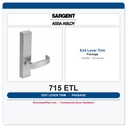 Sargent 715 ETL Outside Exit Lever Trim | Passage | 80 Series Mortise | US26D Satin Chrome