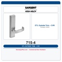 Sargent 715-4 ETL Outside Trim – CVR Passage US26D | 80 Series 8400/8600