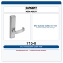 Sargent 715-8 ETL Outside Exit Lever Trim 80 Series US26D (626) Passage