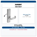 Sargent 773 ETL Fail Safe Electrified Exit Lever Trim US26D 24VDC – 8700 Series Wide Stile SVR