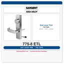Sargent 775-8 ETL 24VDC Fail Safe Electrified Outside Exit Lever Trim US26D — 8800 Series