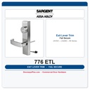 Sargent 776 ETL US26D Fail Secure Electrified Outside Exit Lever Trim 24VDC