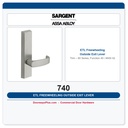 Sargent 740 ETL Freewheeling Outside Exit Lever Trim – 80 Series, Function 40 / ANSI 02