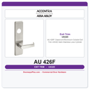 Accentra AU 426F Classroom/Storeroom Outside Exit Trim | US32D Satin Stainless | Less Cylinder
