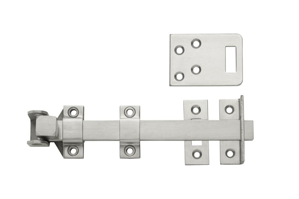 Rockwood 582 Surface Bolt 8" Stainless Steel with Padlock Bracket