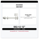 Rockwood 582-12 12" Stainless Steel Surface Bolt with Padlock Bracket US32D