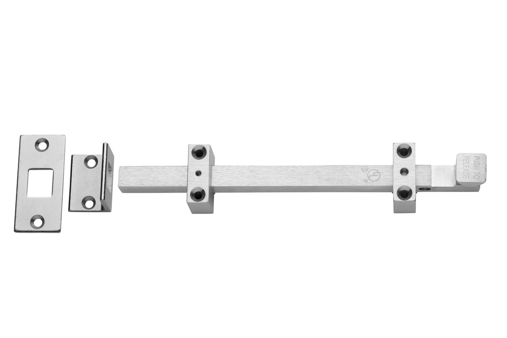 Rockwood 585-12 Heavy Duty Surface Bolt 12" US26D Satin Chrome | UL Listed Fire Door