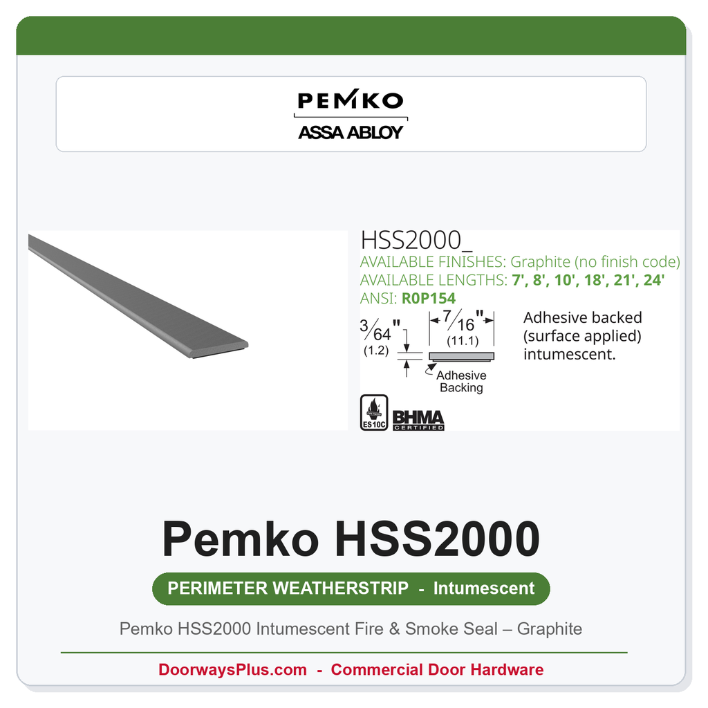 Pemko HSS2000 Intumescent Fire & Smoke Seal – Graphite | UL 10C Category G Edge Seal