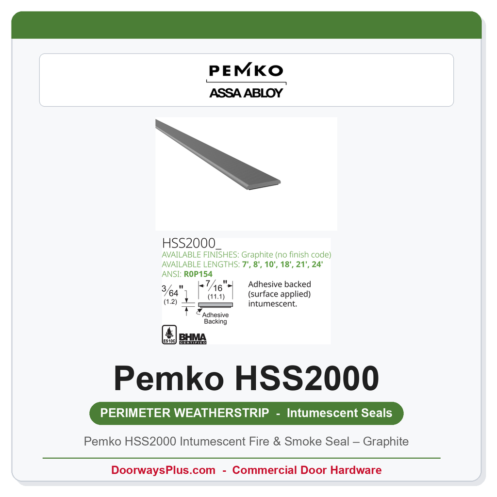 Pemko HSS2000 Intumescent Fire & Smoke Seal – Graphite | UL 10C Category G Edge Seal