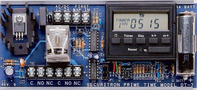 Securitron DT-7 Digital 7-Day Access Control Timer | 10A DPDT Relay 12/24V