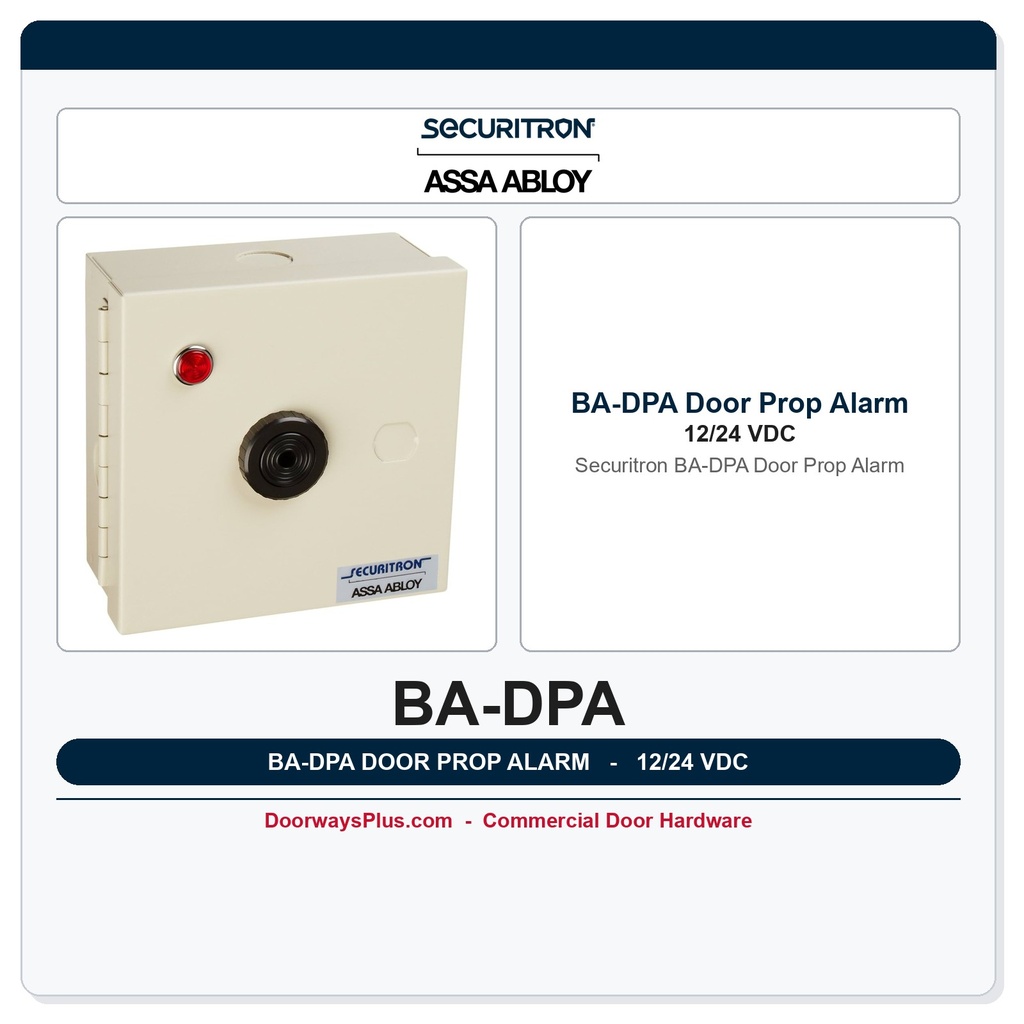 Securitron BA-DPA Door Prop Alarm | 12/24VDC, 3 SPDT Relays, Piezo Sounder