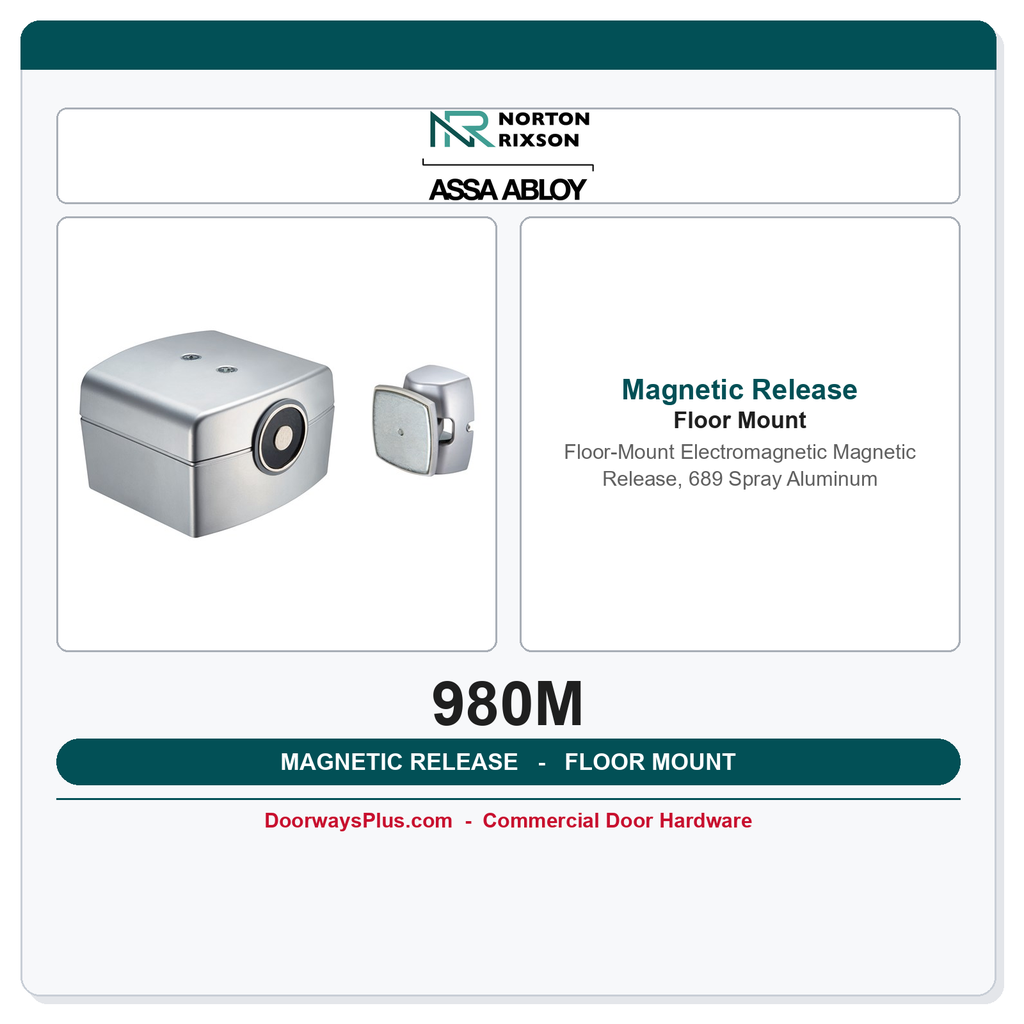 Rixson 980M Floor-Mount Electromagnetic Magnetic Release, 689 Spray Aluminum