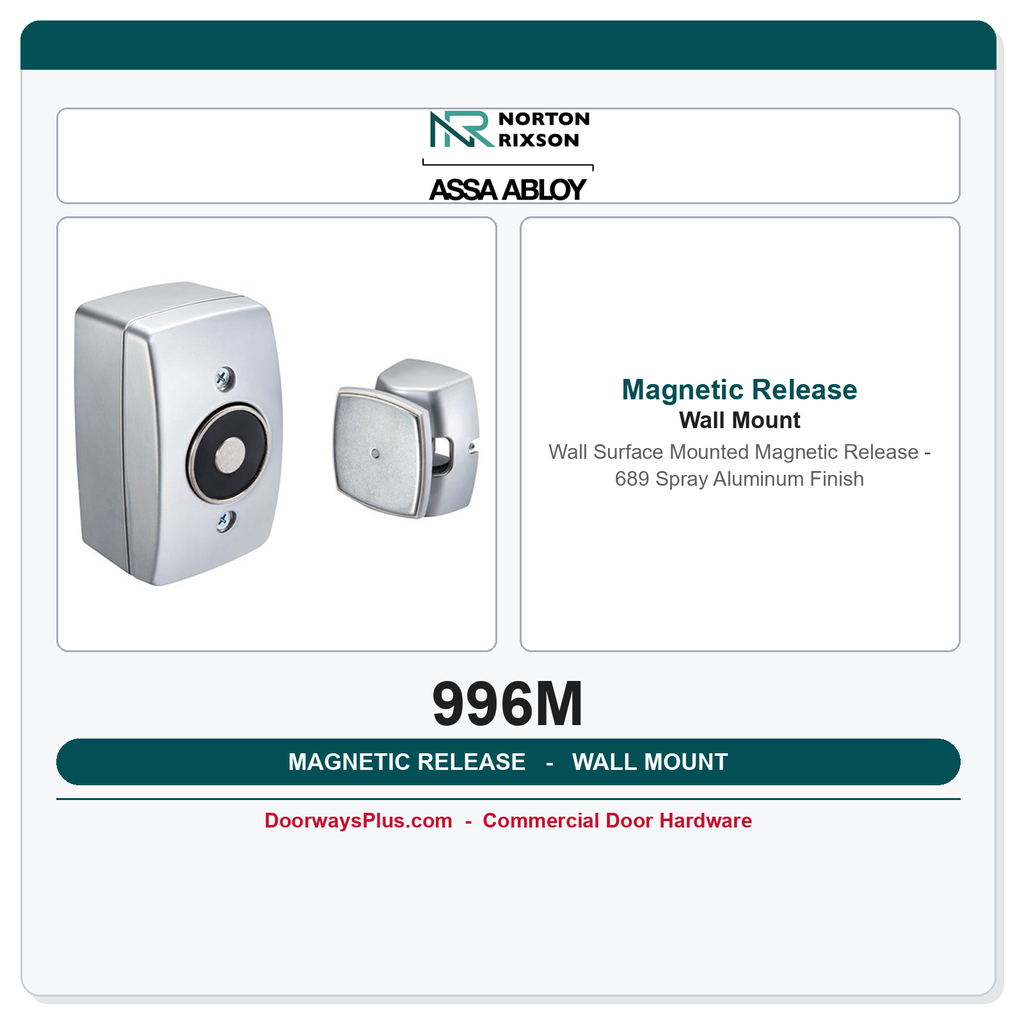 Rixson 996M Wall Surface Mounted Magnetic Release – 689 Spray Aluminum Finish