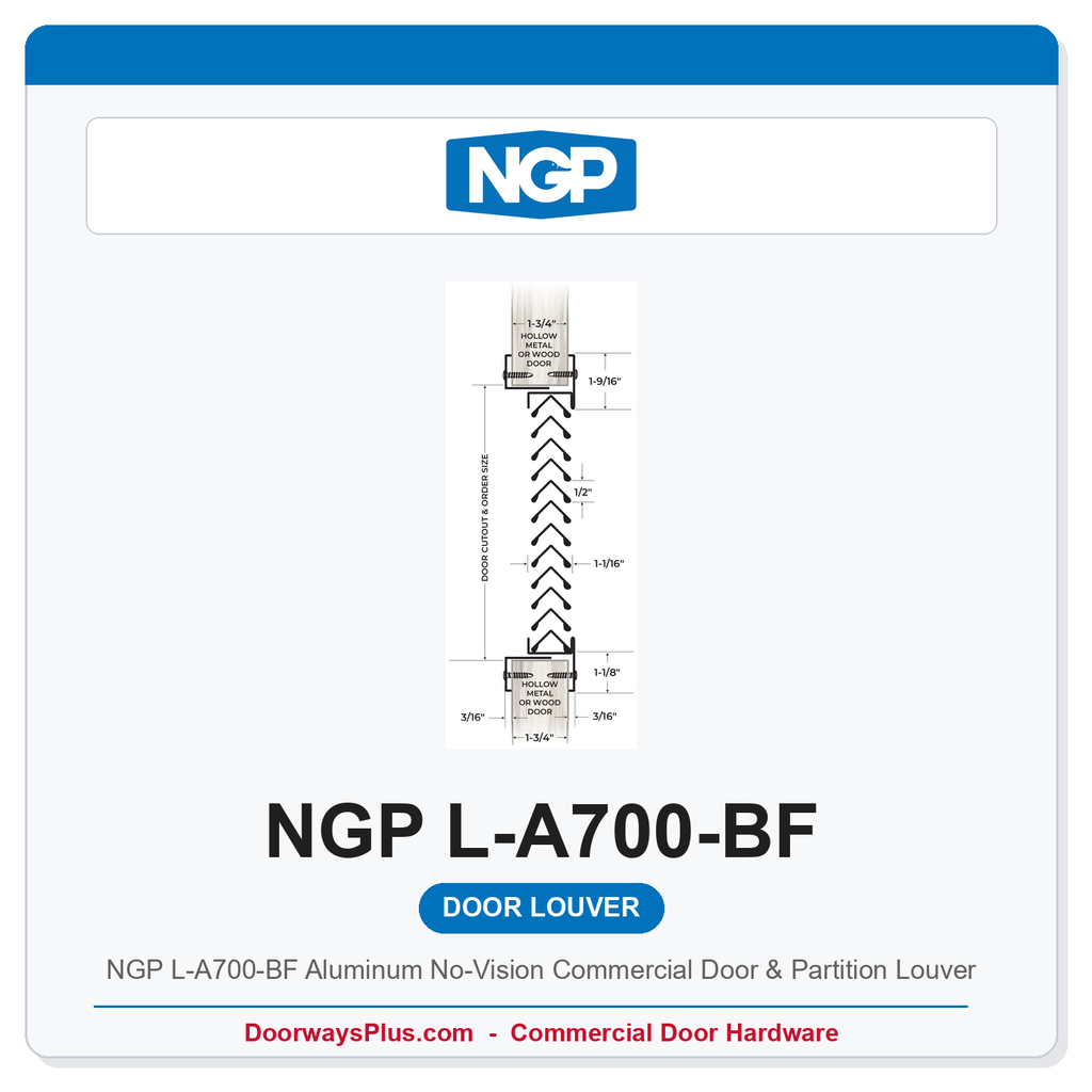NGP L-A700-BF Aluminum No-Vision Commercial Door & Partition Louver | 55% Free Area