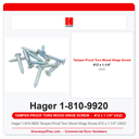 Hager 1-810-9920 Tamper-Proof Torx Wood Hinge Screw #12 x 1-1/4" US2C