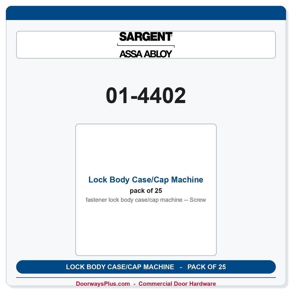 Sargent 01-4402 Lock Body Case/Cap Machine Screw - Pack of 25