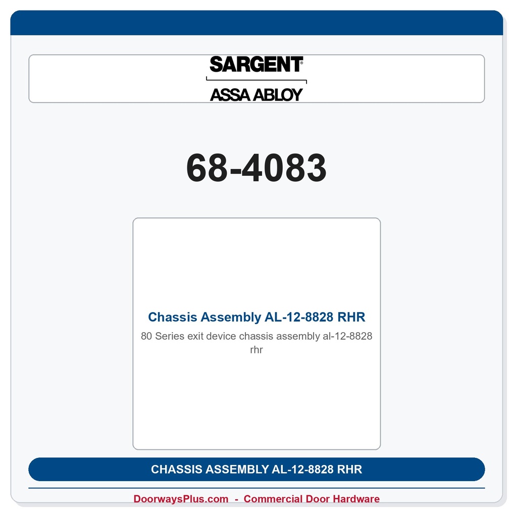 Sargent 68-4083 Chassis Assembly AL-12-8828 RHR