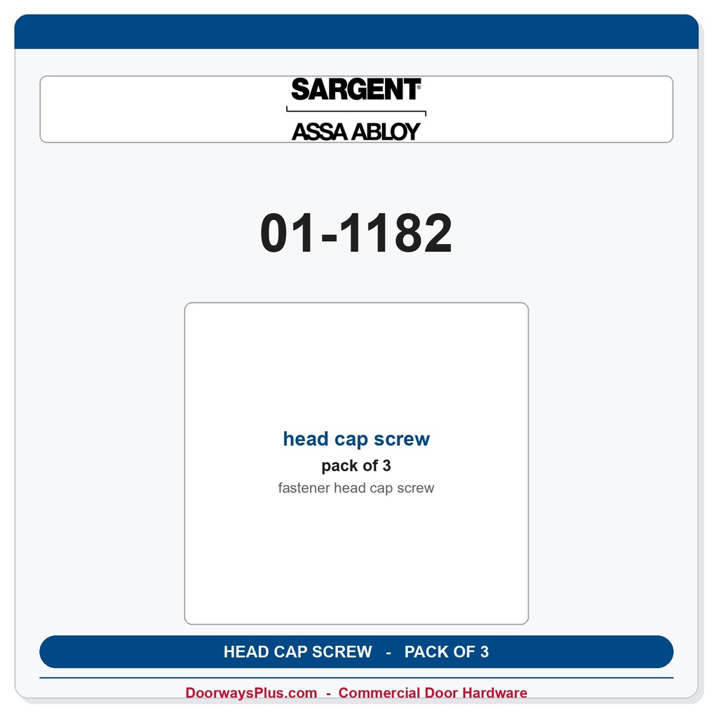 Sargent 01-1182 head cap screw - Pack of 3