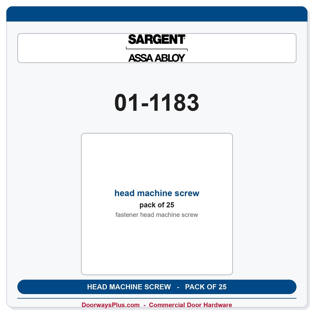 Sargent 01-1183 head machine screw - Pack of 25