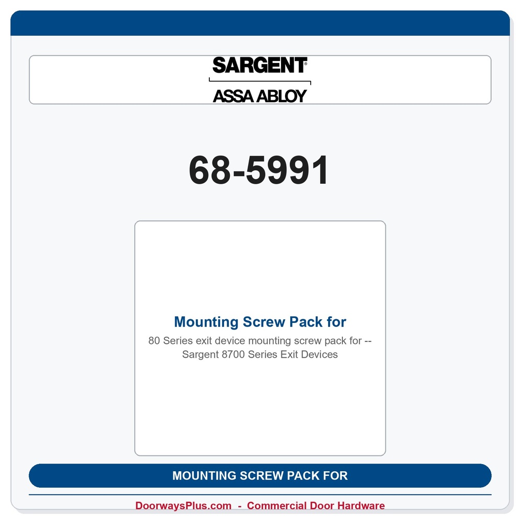 Sargent 68-5991 Mounting Screw Pack for Sargent 8700 Series Exit Devices