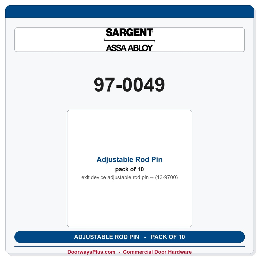 Sargent 97-0049 Adjustable Rod Pin (13-9700) - Pack of 10