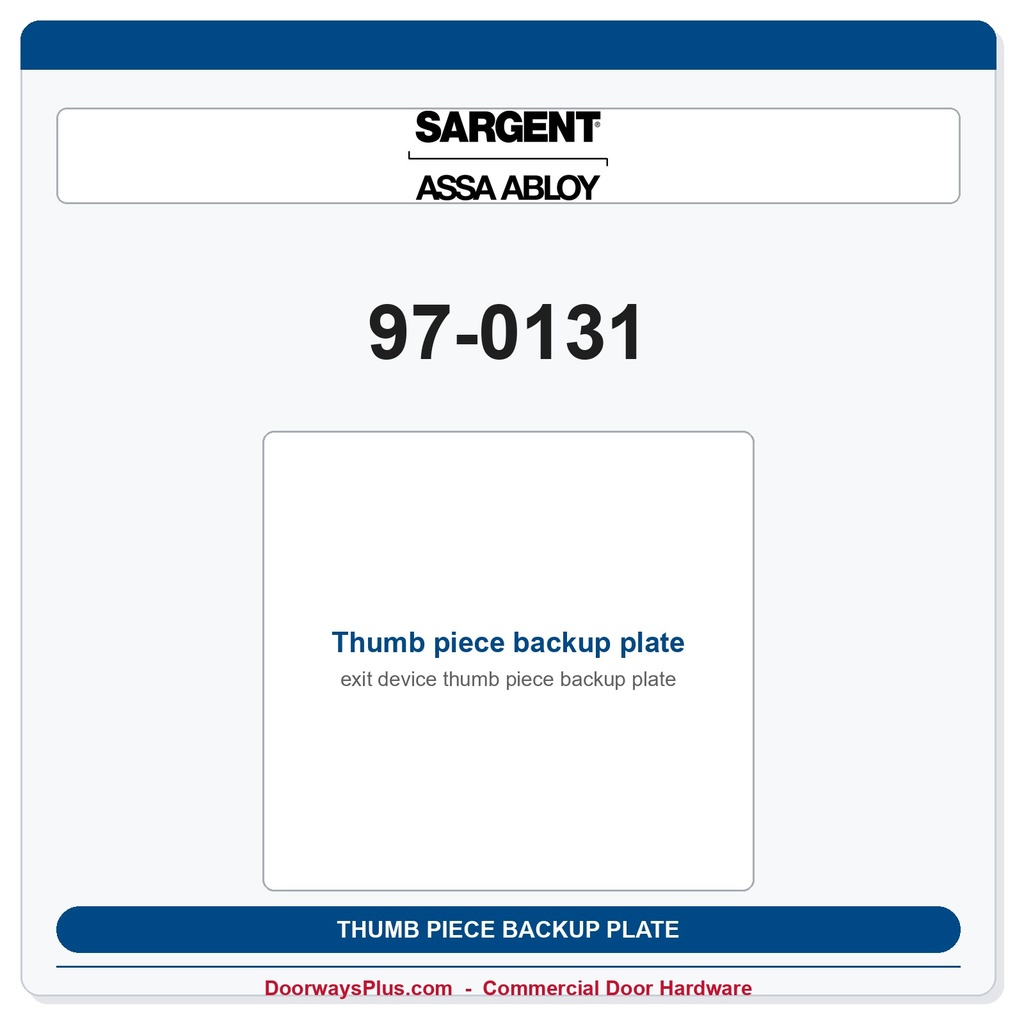 Sargent 97-0131 Thumb piece backup plate