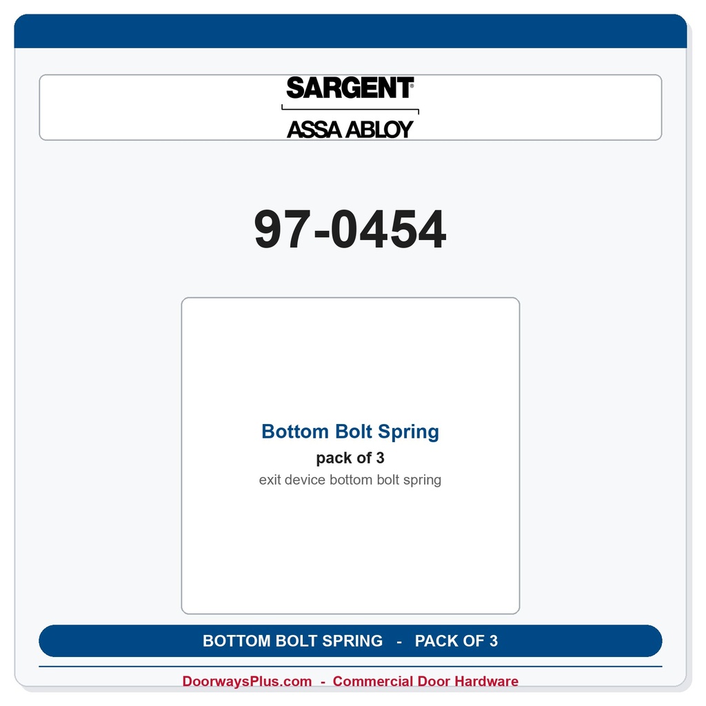 Sargent 97-0454 Bottom Bolt Spring - Pack of 3