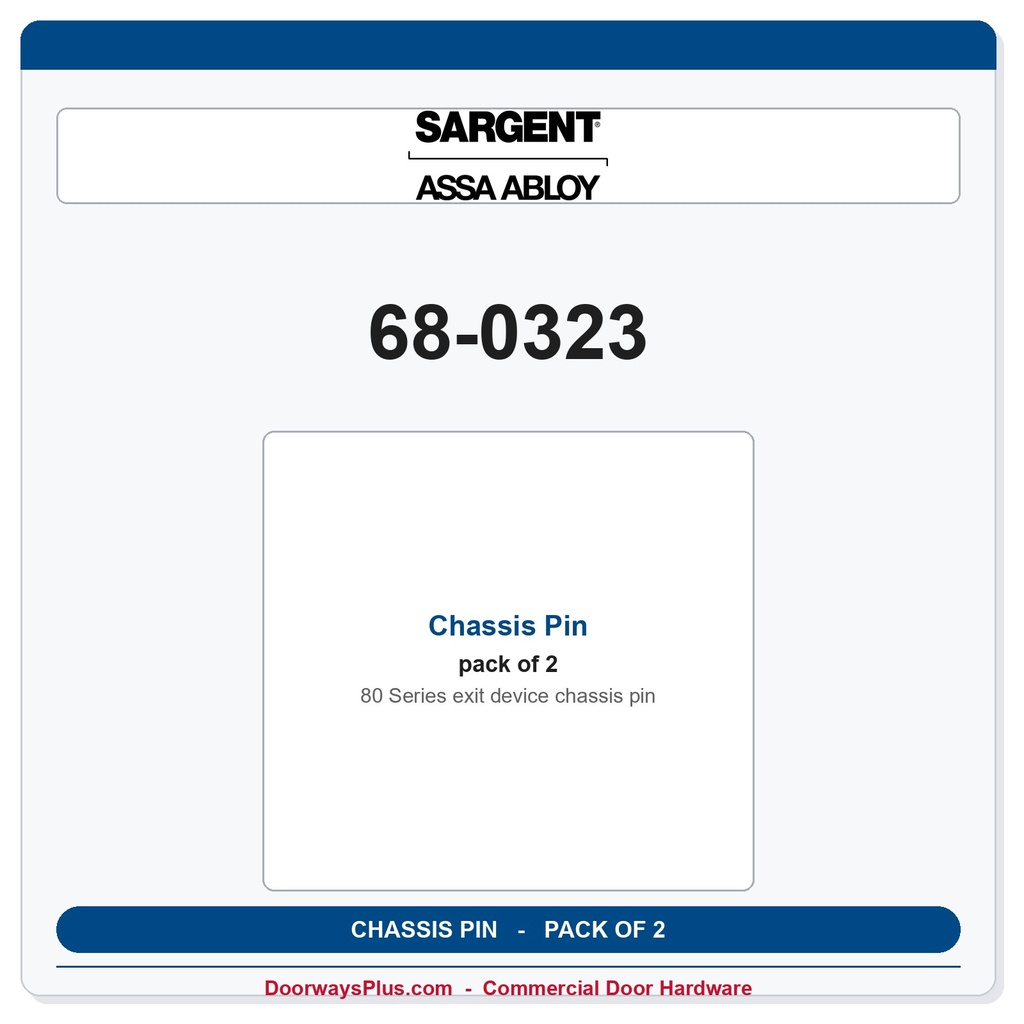 Sargent 68-0323 Chassis Pin - Pack of 2