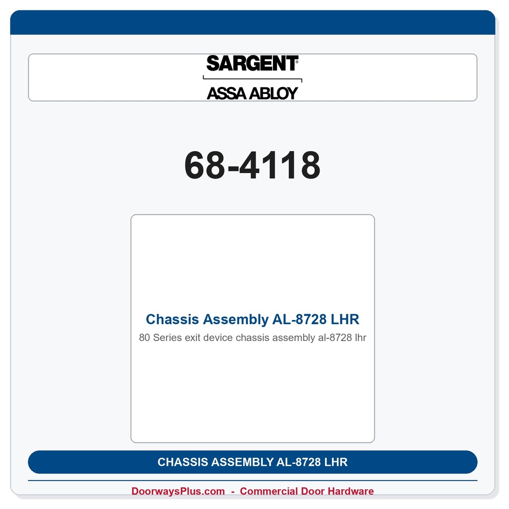 Sargent 68-4118 Chassis Assembly AL-8728 LHR