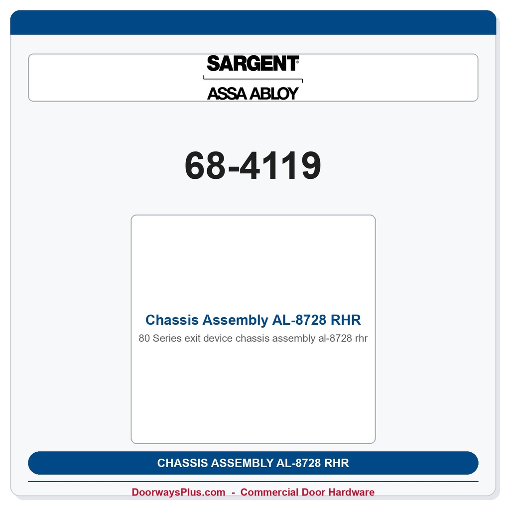 Sargent 68-4119 Chassis Assembly AL-8728 RHR