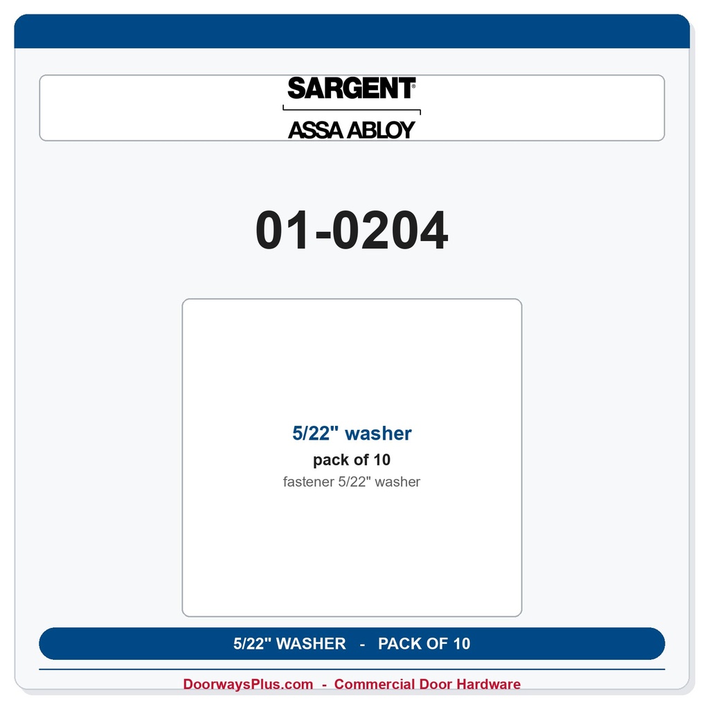 Sargent 01-0204 5/22" washer - Pack of 10