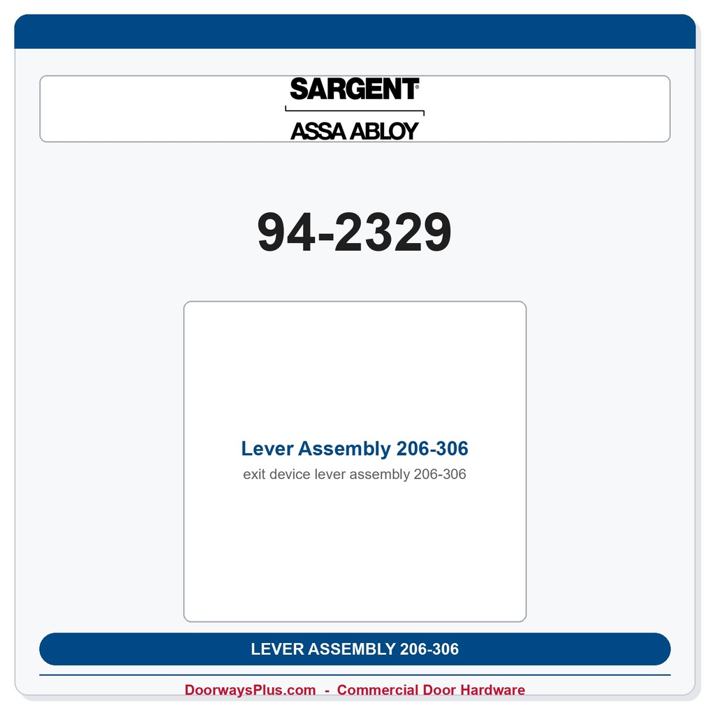 Sargent 94-2329 Lever Assembly 206-306