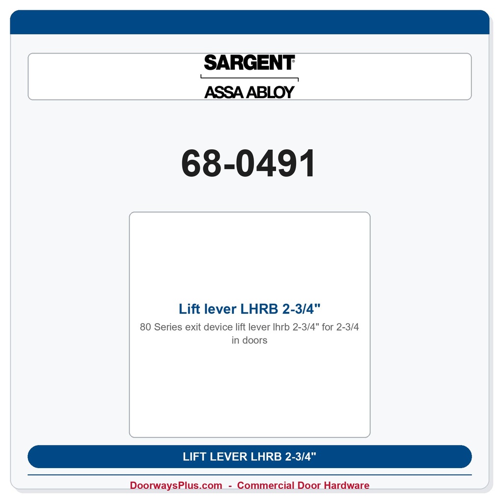 Sargent 68-0491 Lift lever LHRB 2-3/4" door