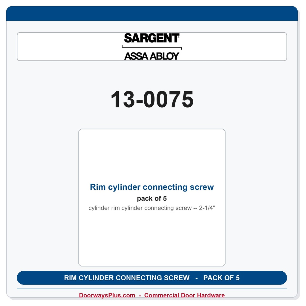 Sargent 13-0075 Rim cylinder connecting screw 2-1/4" - Pack of 5