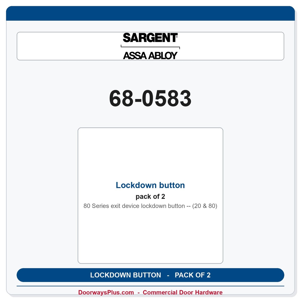 Sargent 68-0583 Lockdown button (20 & 80) - Pack of 2