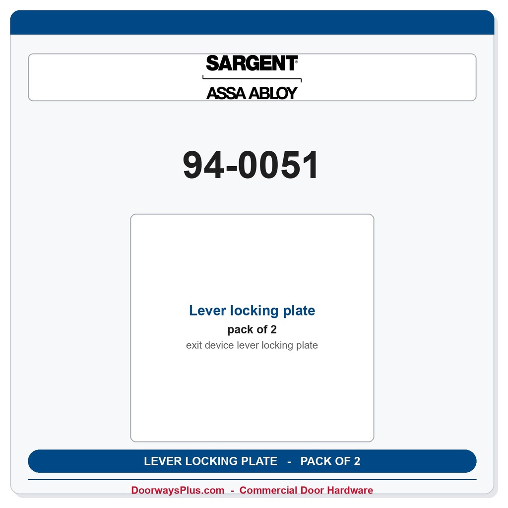 Sargent 94-0051 Lever locking plate - Pack of 2