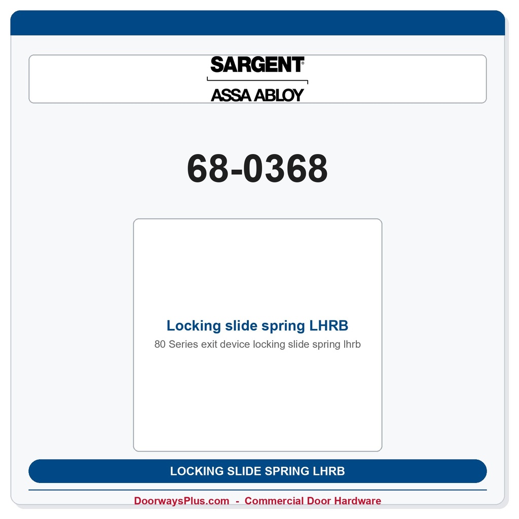 Sargent 68-0368 Locking slide spring LHRB
