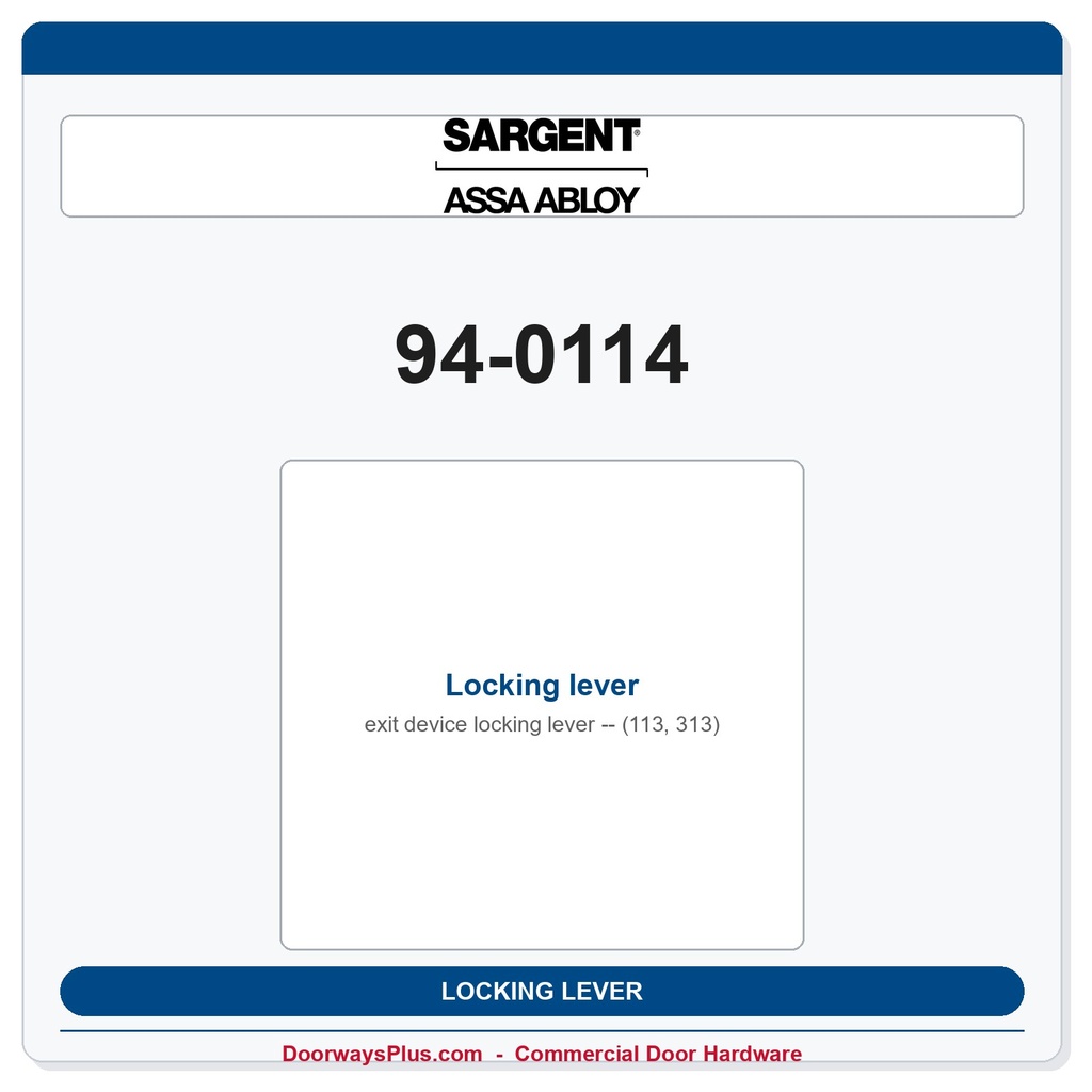 Sargent 94-0114 Locking lever (113, 313)