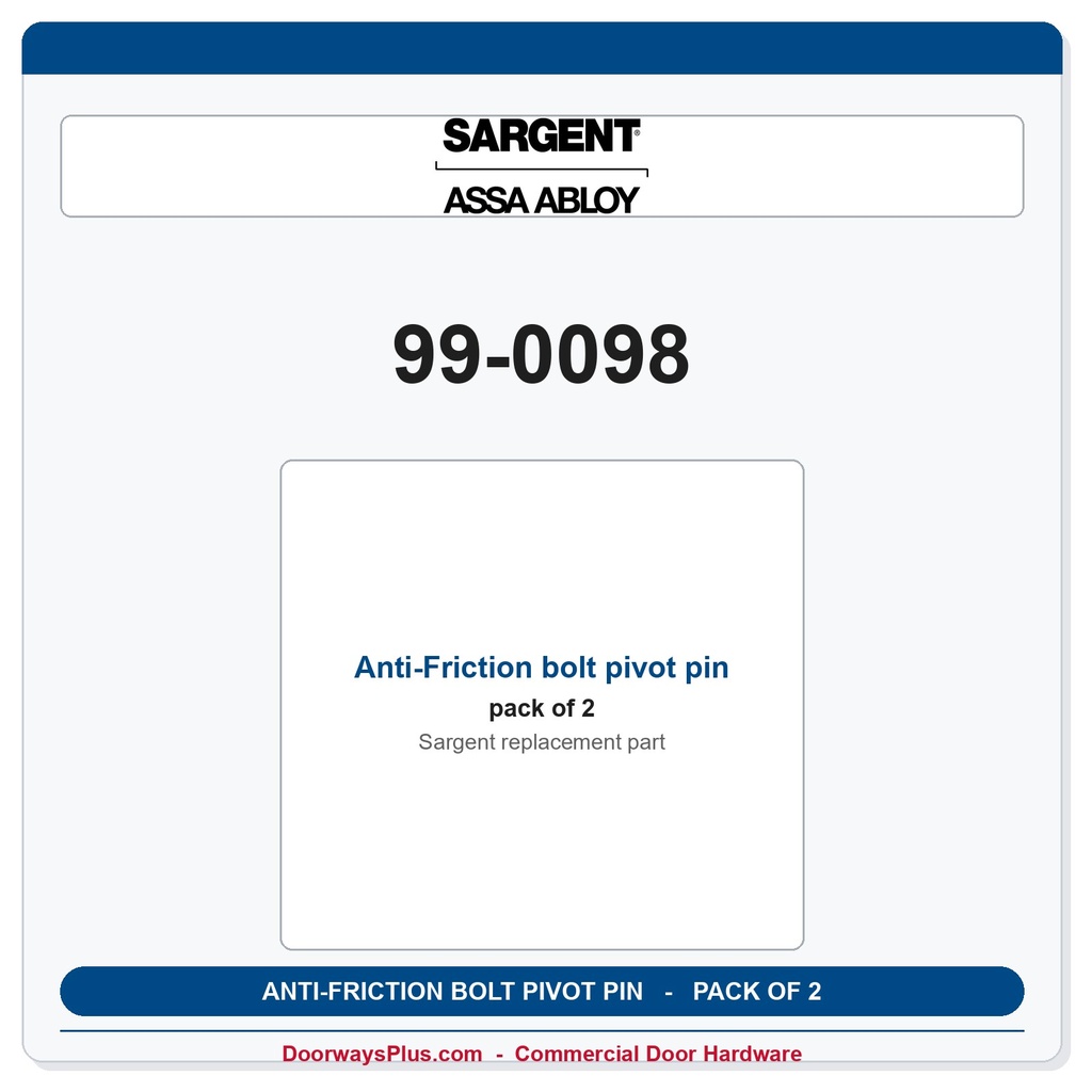 Sargent 99-0098 Anti-Friction bolt pivot pin - Pack of 2