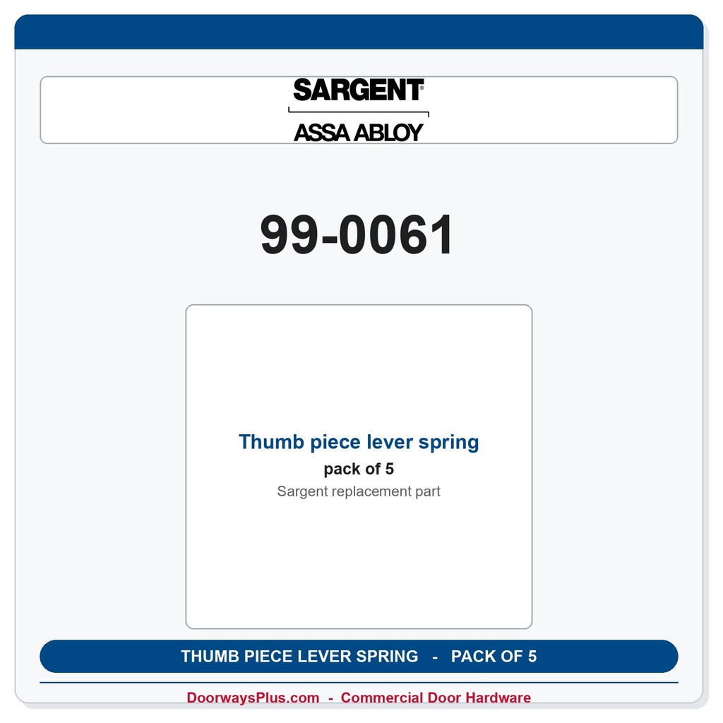 Sargent 99-0061 Thumb piece lever spring - Pack of 5