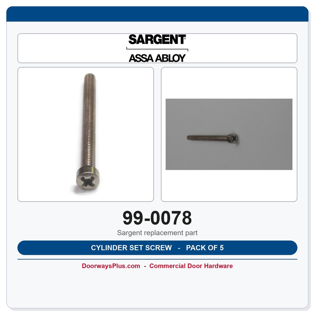 Sargent 99-0078 Cylinder set screw - Pack of 5