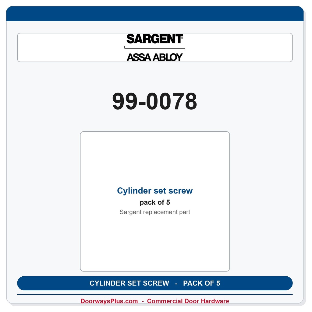 Sargent 99-0078 Cylinder set screw - Pack of 5