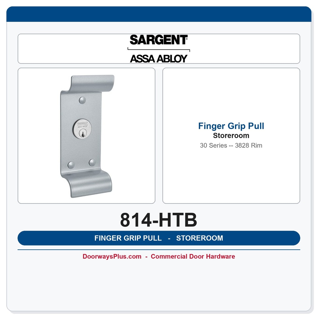 Sargent 814 HTB Finger Grip Pull Outside Trim for 3828 Rim Exit Device