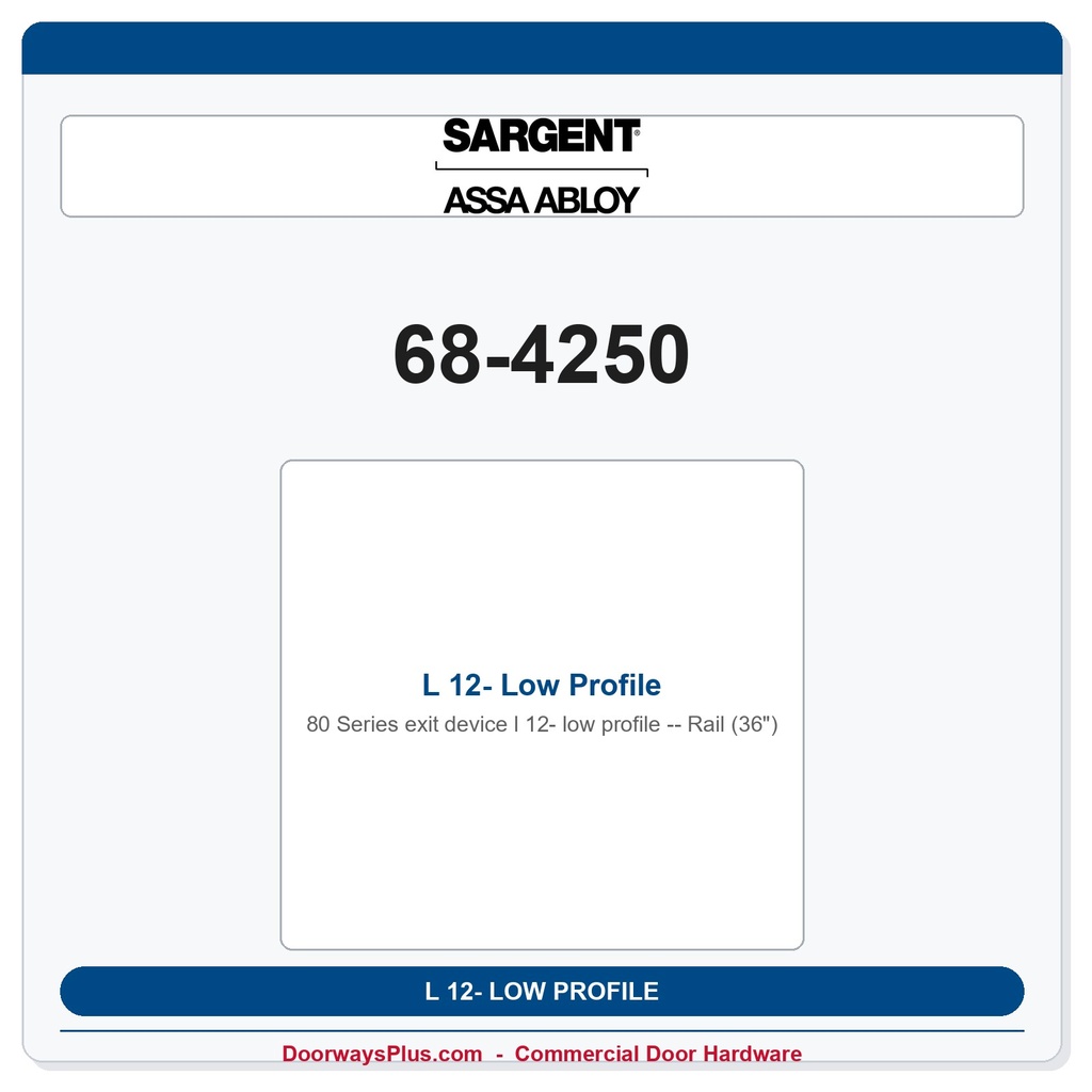 Sargent 68-4250 L 12- Low Profile Rail (36")