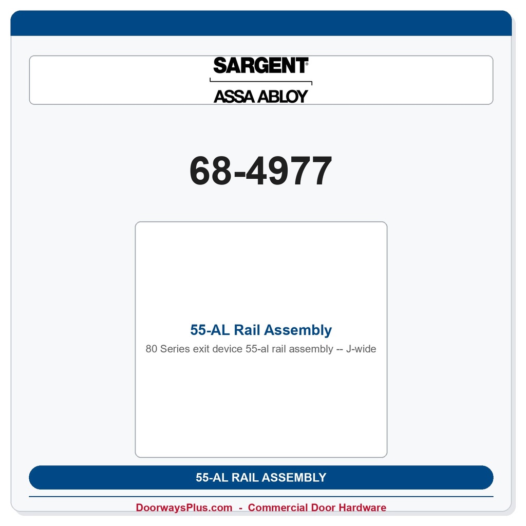 Sargent 68-4977 55-AL Rail Assembly - J-wide